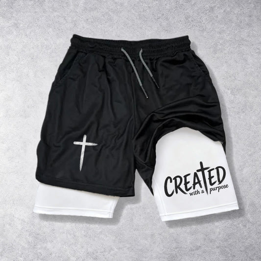Christianartworkshop Created With A Purpose Cross Performance Layered Shorts