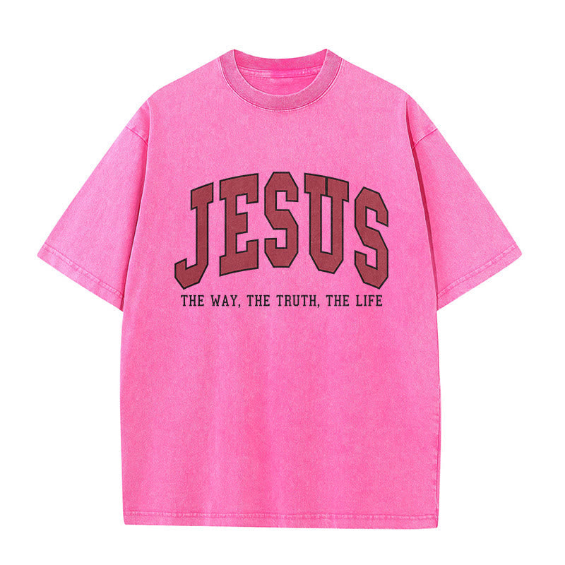 Christianartworkshop Streetwear Style "Jesus The Way The Truth The Life" Washed Unisex T-Shirt