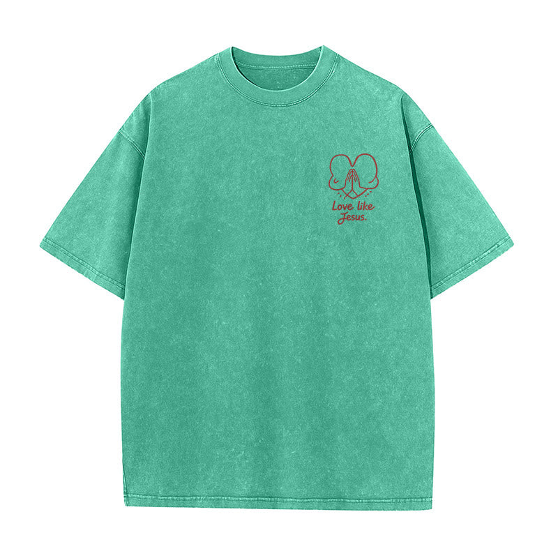Christianartworkshop "Love Like Jesus" 1 Corinthians 13 Verse Washed Unisex T-Shirt