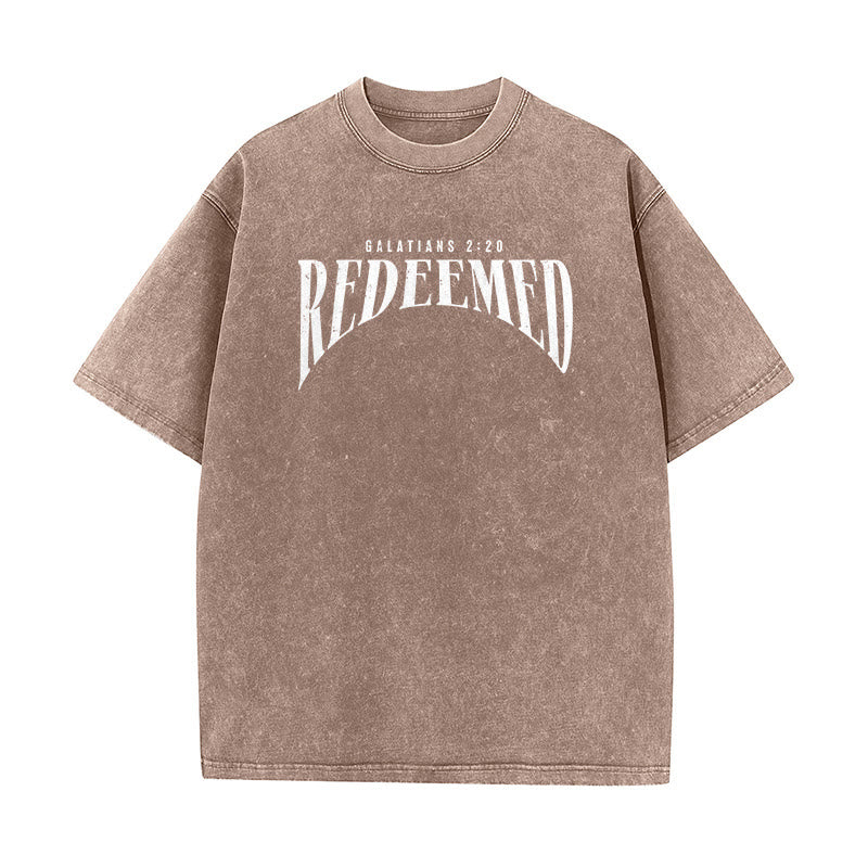 Christianartworkshop "Redeemed" Galatians 2:20 Front & Back Print Washed Unisex T-Shirt