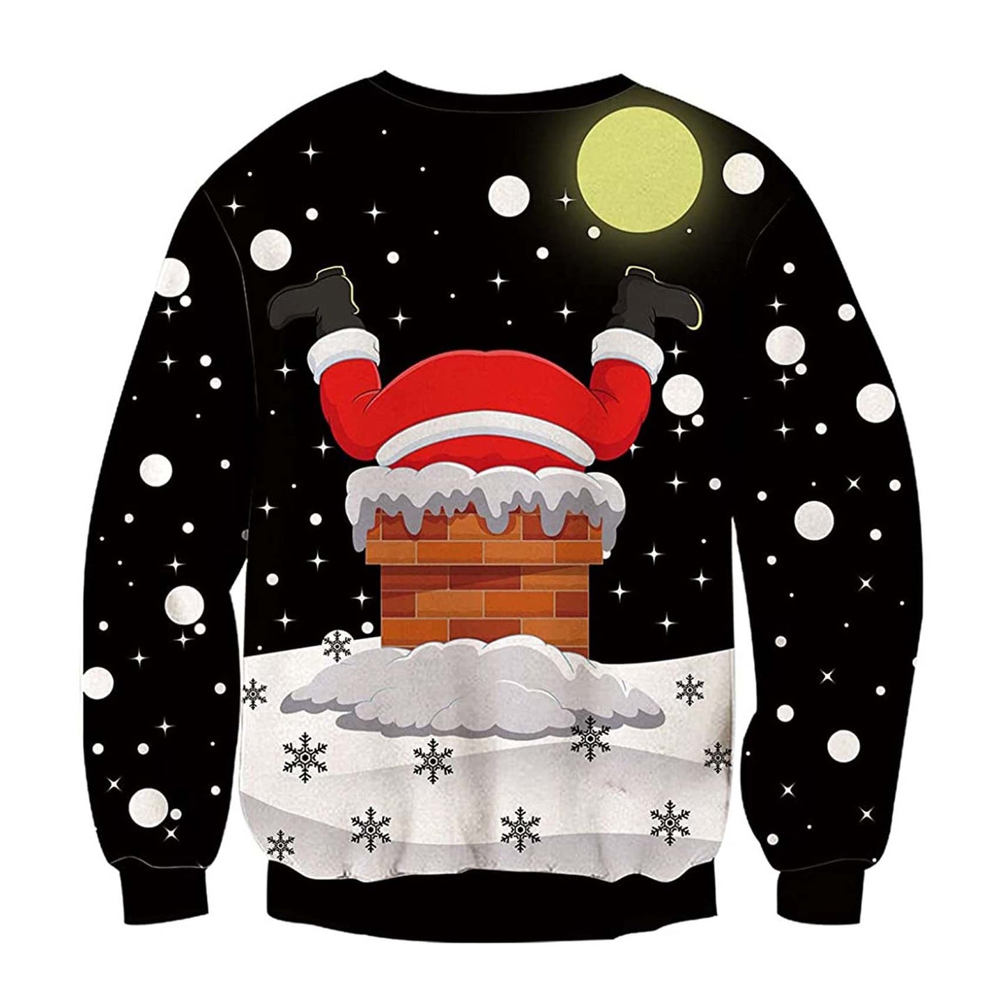 Unisex Santa Print Crew Neck Ugly Christmas Sweatshirt