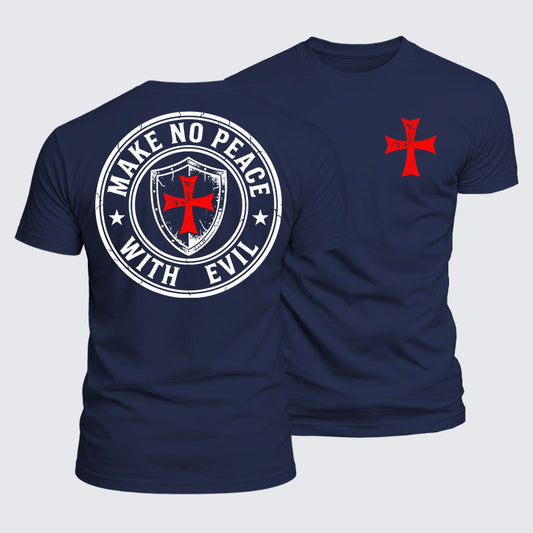 Luxe Mercerized Cotton Tee - Make No Peace with Evil Knight Templar Jerusalem Cross