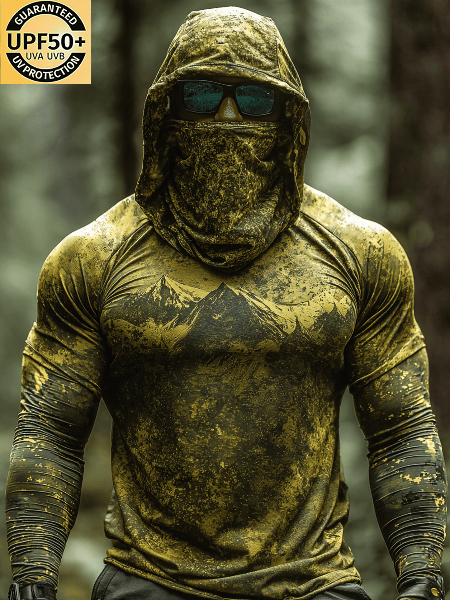 Men's Grunge Camo Hooded Climbing Shirt