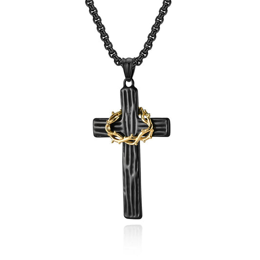 Jesus Crown Of Thorns Cross Sacred Protection Pendant Necklace