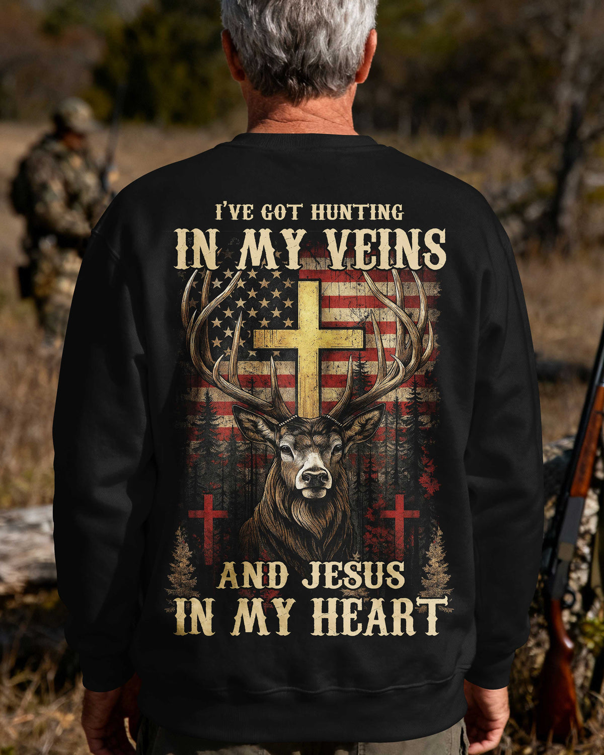 I've Got Hunting In My Veins And Jesus In My Heart All Over Print T-Shirt