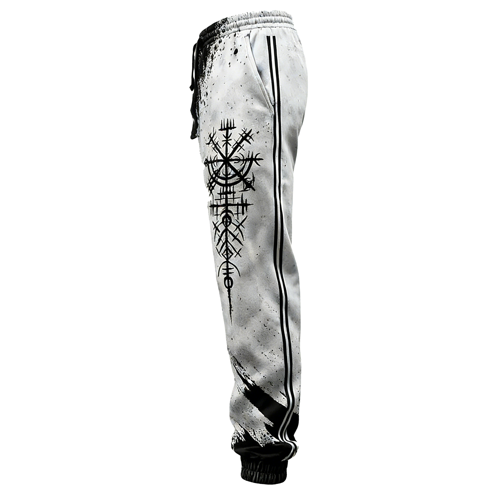 Nordic Viking Retro Totem Ink-Splash Gradient Print Pants