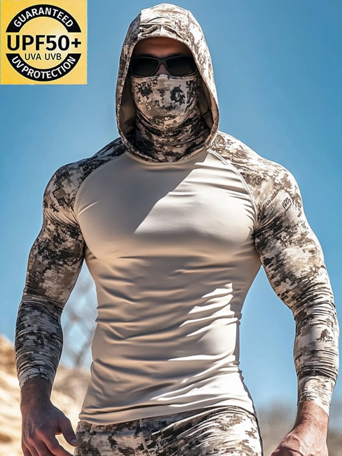 Men's Outdoor Sun Protection Breathable Cool Hooded Sun Protection Long Sleeve Top