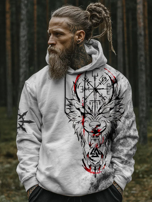 Viking Style Inspired Blood Wolf Celtic Digital 3D Printed Unisex Casual Hoodie