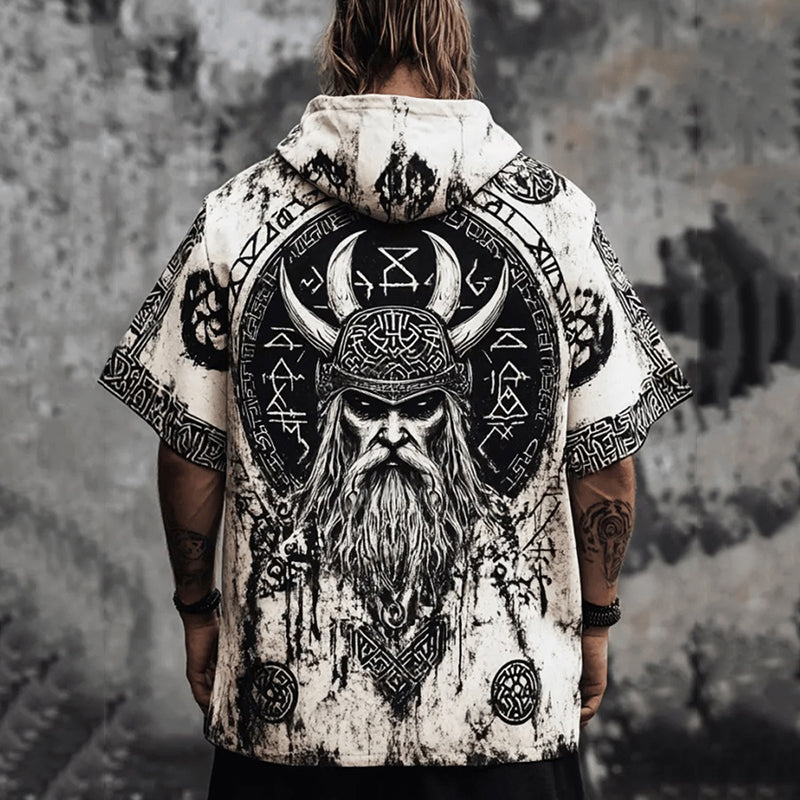 Men's Vintage Viking Warrior Totem Hooded T-shirt