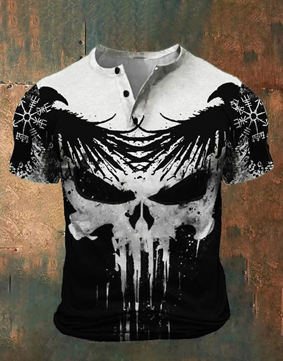 Graphic Viking Skull Fashion Retro Retro Classic Men's 3D Printed T-shirt T-shirt Henry Shirt Sports Outdoor Vacation Ou