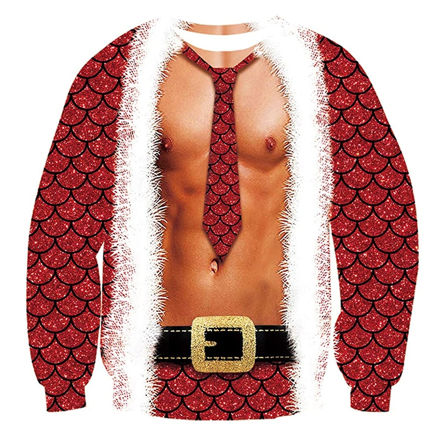 Muscle Mermaid Tie Print Ugly Christmas Sweatshirt