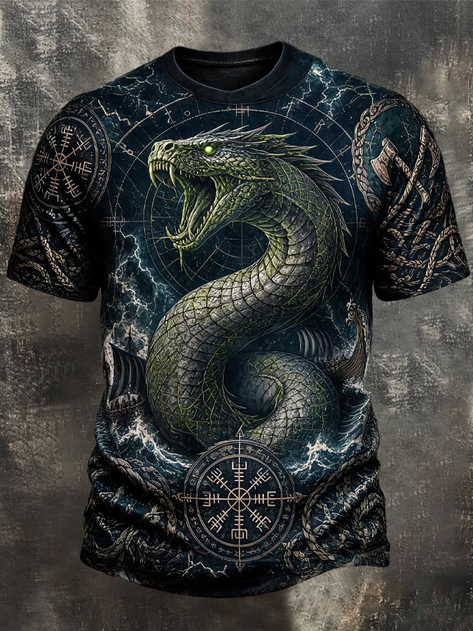 Men's Vintage Viking-Print T-Shirt