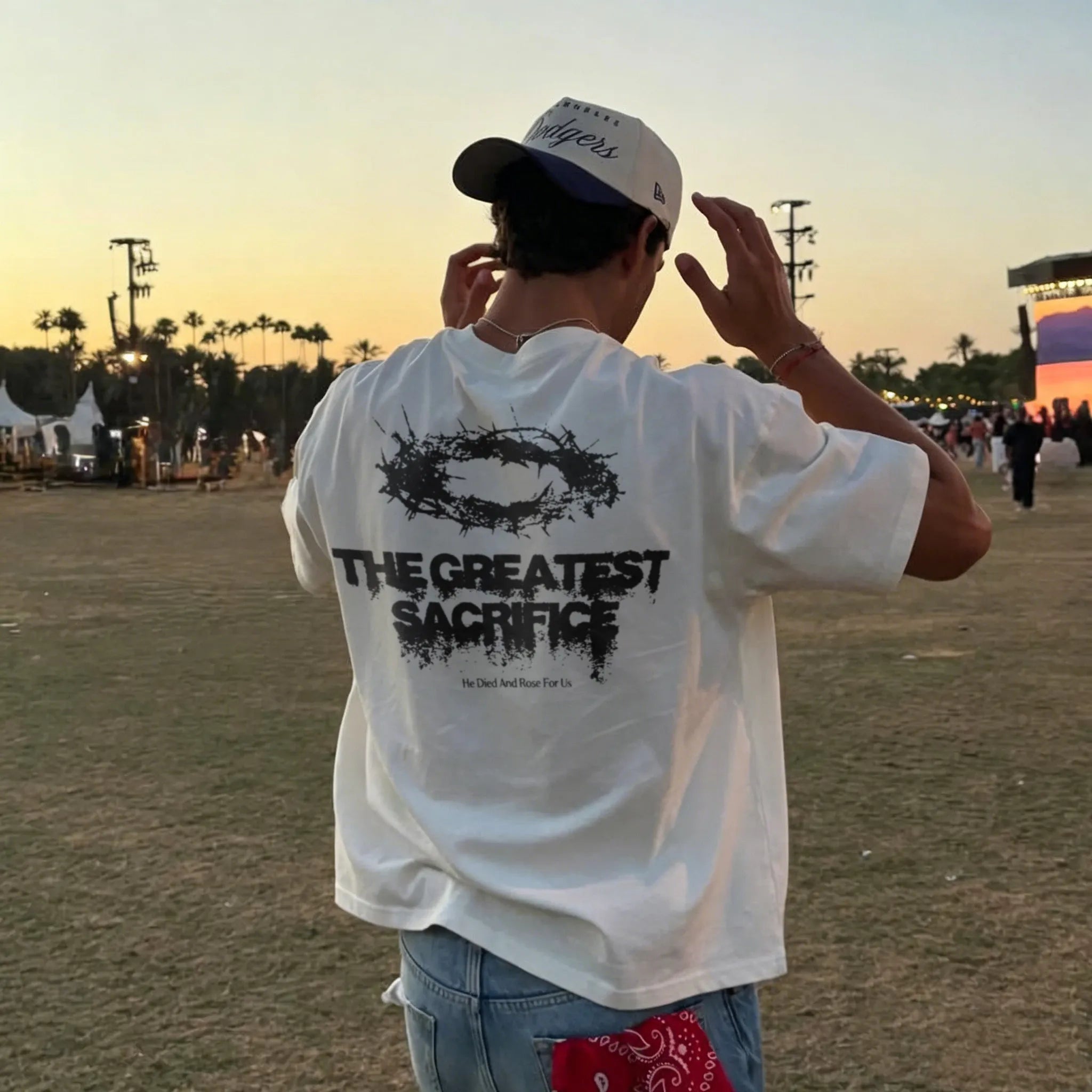 The Greatest Sacrifice He Died And Rose For Us Printed Men's T-shirt