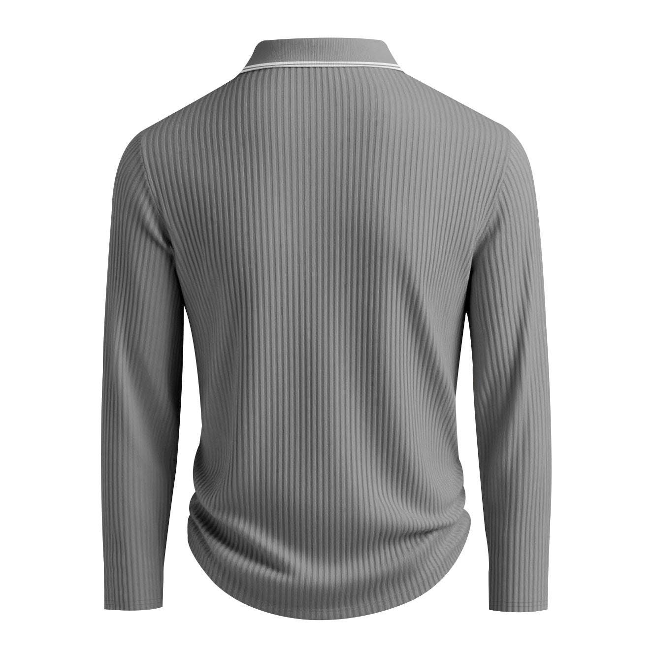 Men's Long Sleeve Polo Shirt Jacquard Fabric Collared Top