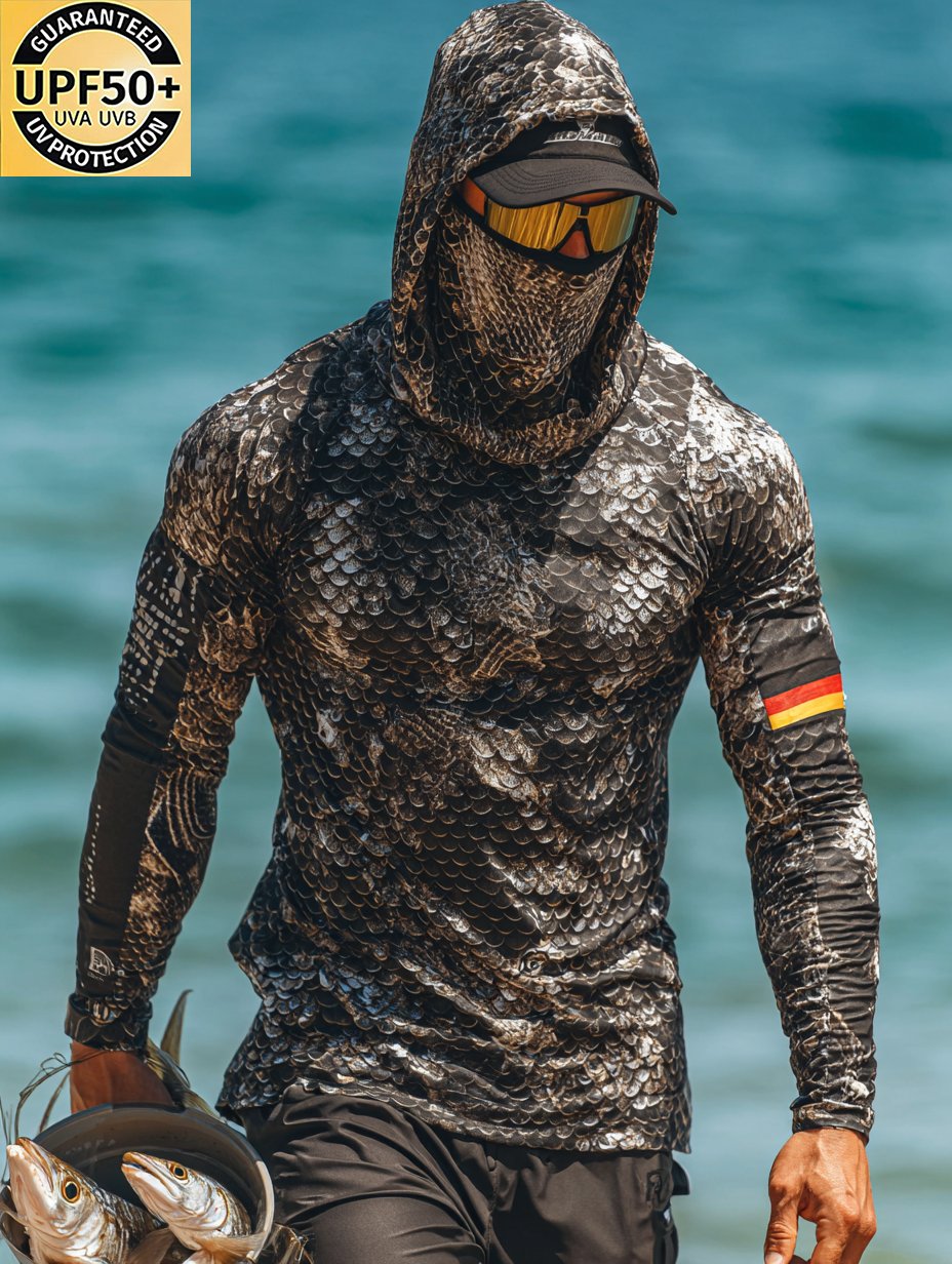 Metallic Fish Scale Hooded Sun Shield Shirt Silver Scale UV Protection Sun Shield Shirt