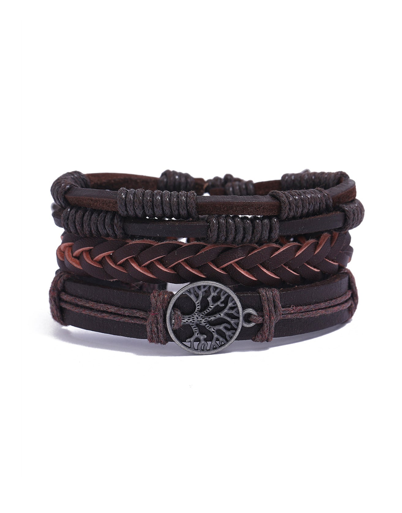 ADRAMATA Viking Bracelets Set Beads Braided Leather