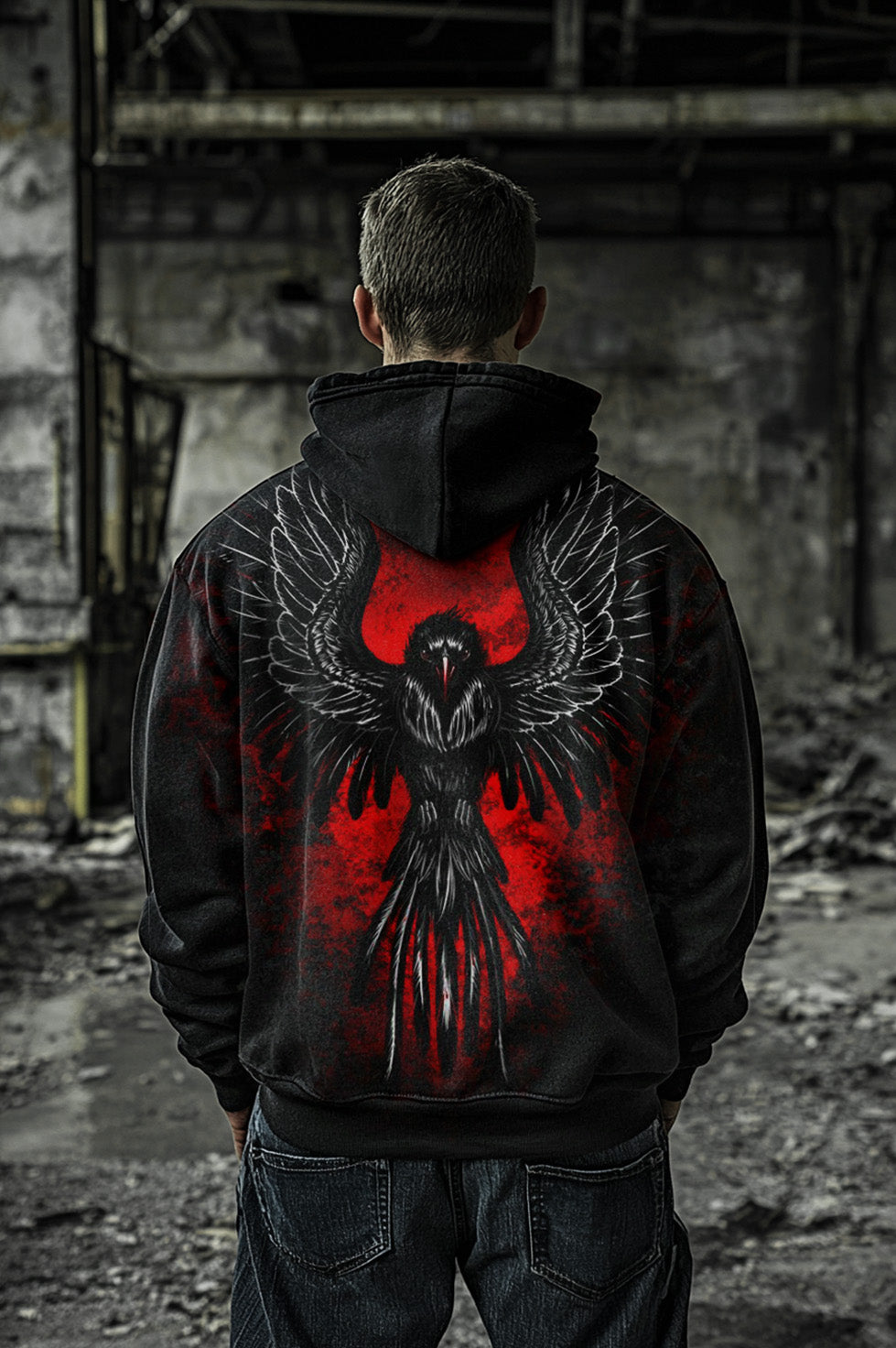 Vikings Raven Bloody Printed Totem Vintage Unisex Casual Sports Hoodie
