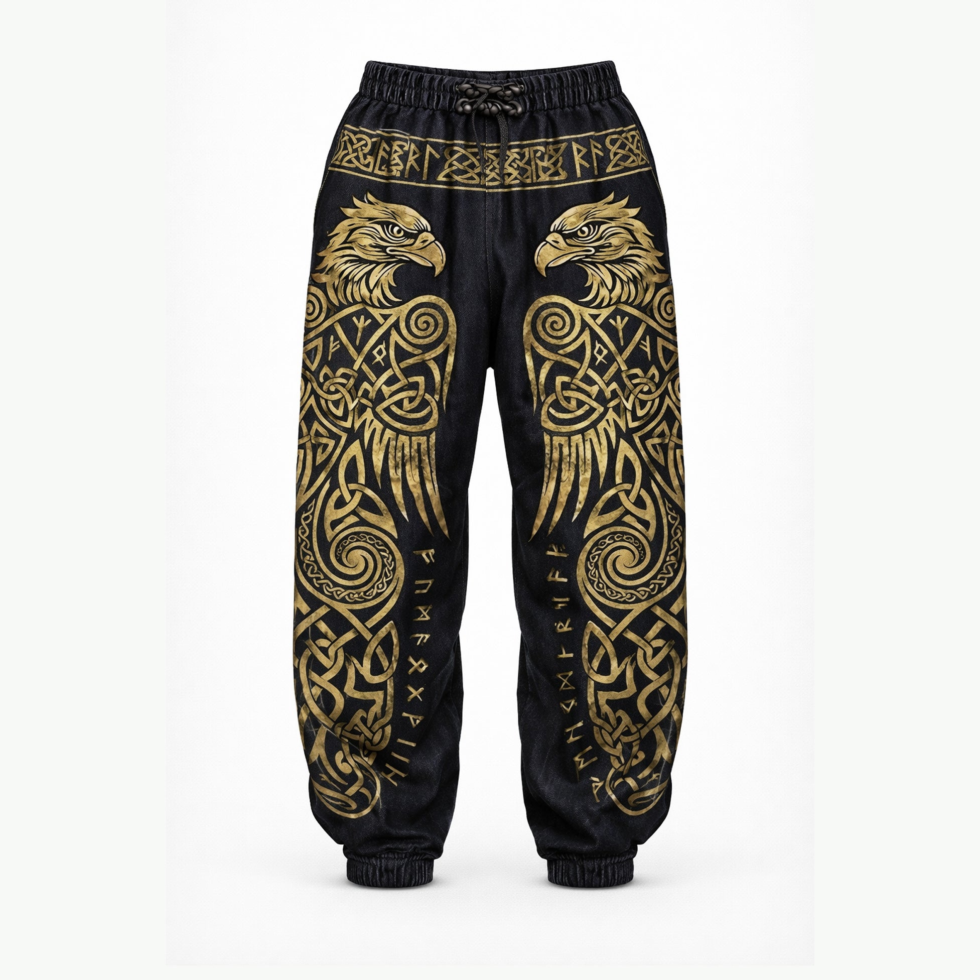 Men's Viking Retro Golden Rune Raven Celtic Totem Nordic Pants