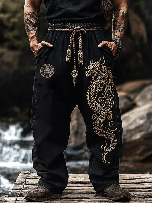 Men's Viking Totem Nordic Dragon Runes Knot Pants