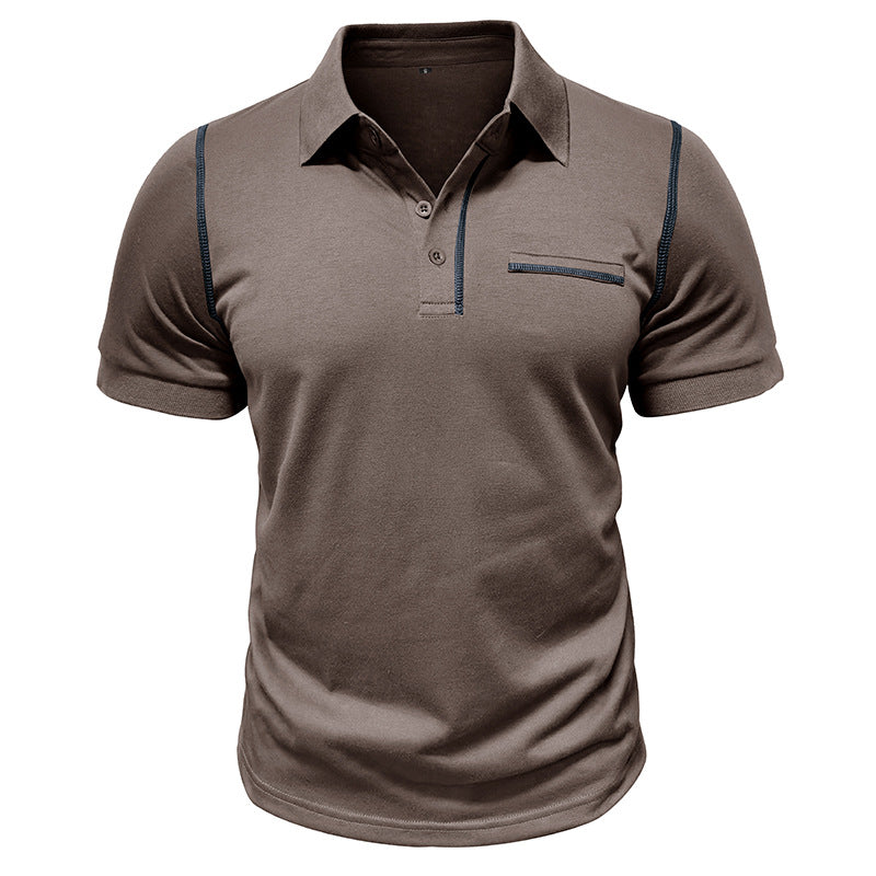 Men's Casual Color Block Short Sleeve Polo Shirt