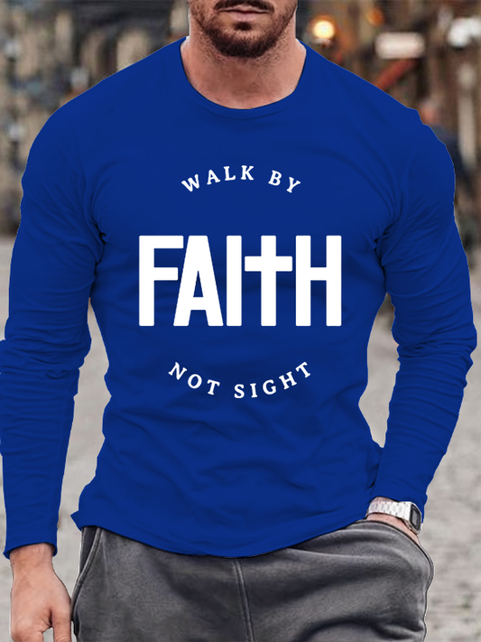 Walk by Faith Christian Cotton Long Sleeve T-Shirt