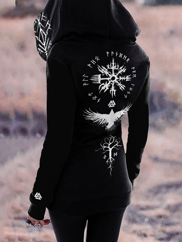 Tribal Bird Viking Ethnic Graphics Hoodie