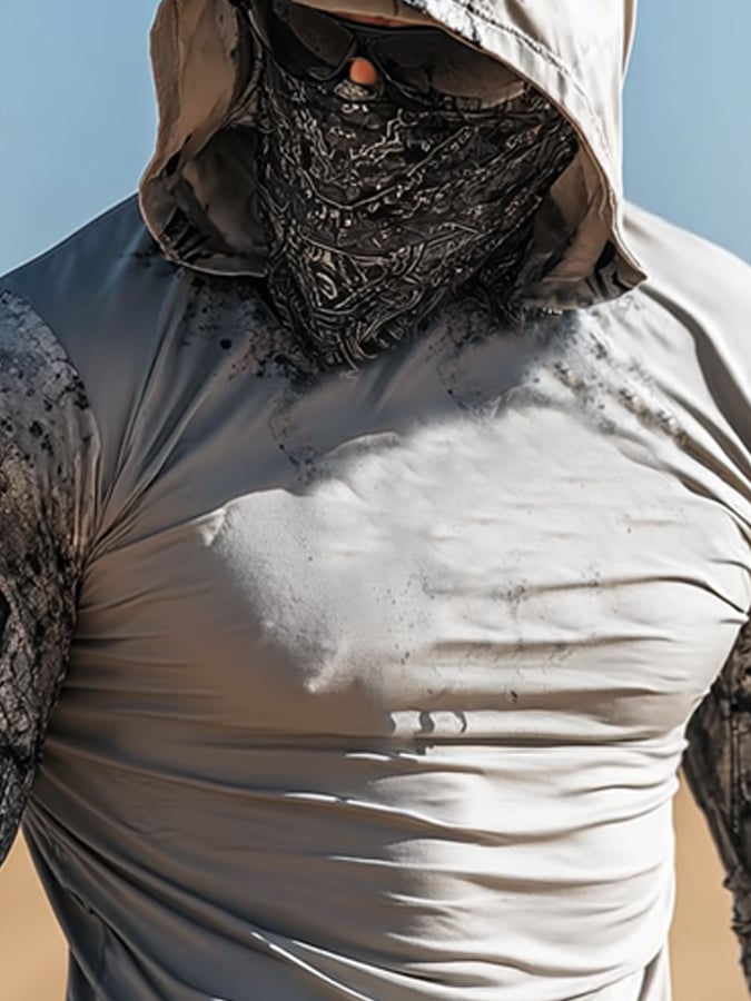 Men's Outdoor Sun Protection Breathable Cool Hooded Sun Protection Long Sleeve Top