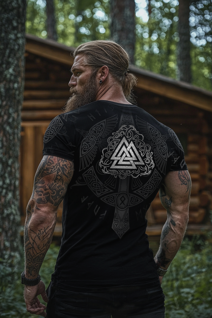 Viking Warrior Nordic Mythology Digital Printed T-shirt