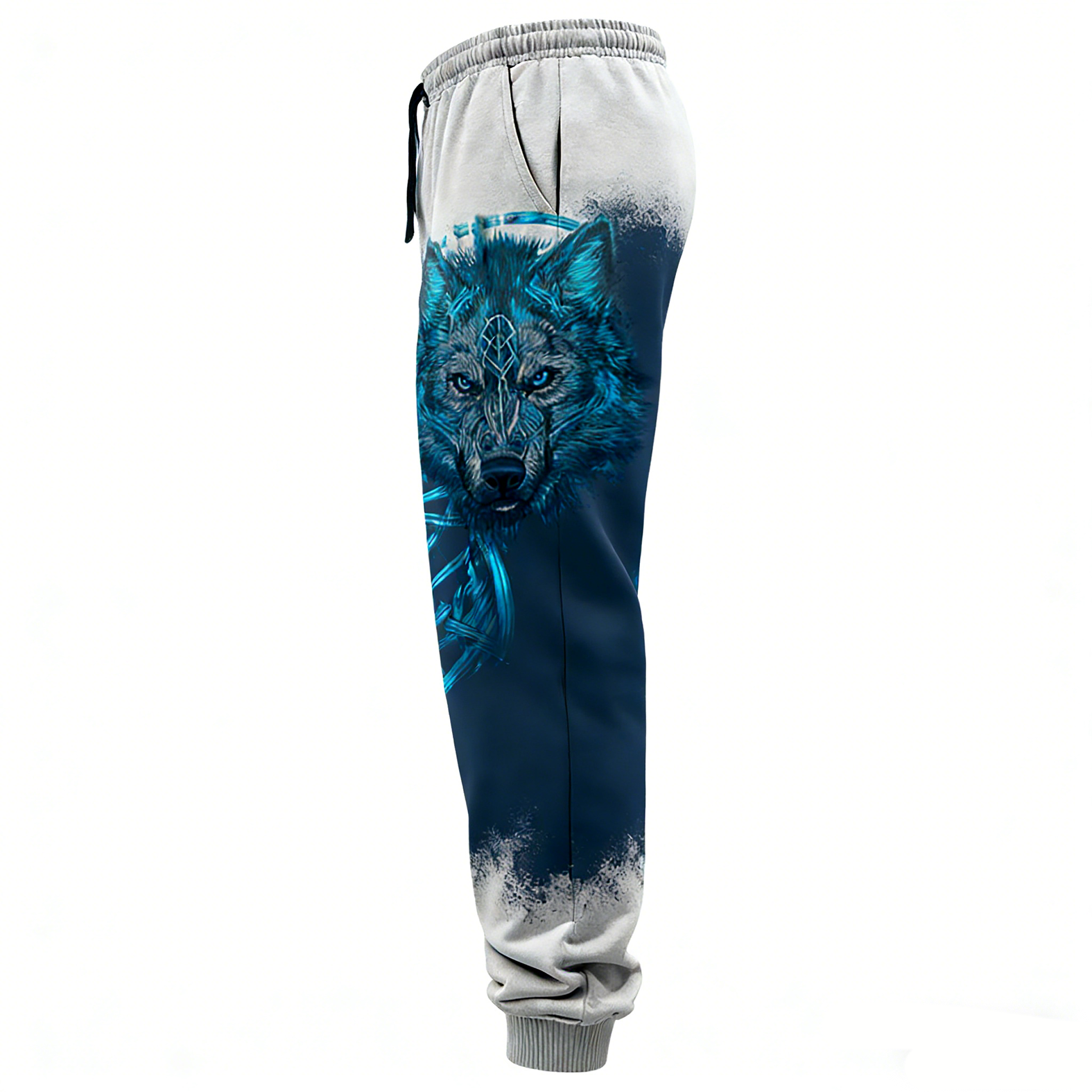 Viking Wolf Totem Gradient Print Casual Trousers