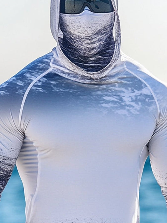 Men's Outdoor Sun Protection Breathable Cool Hooded Sun Protection Long-Sleeved Top