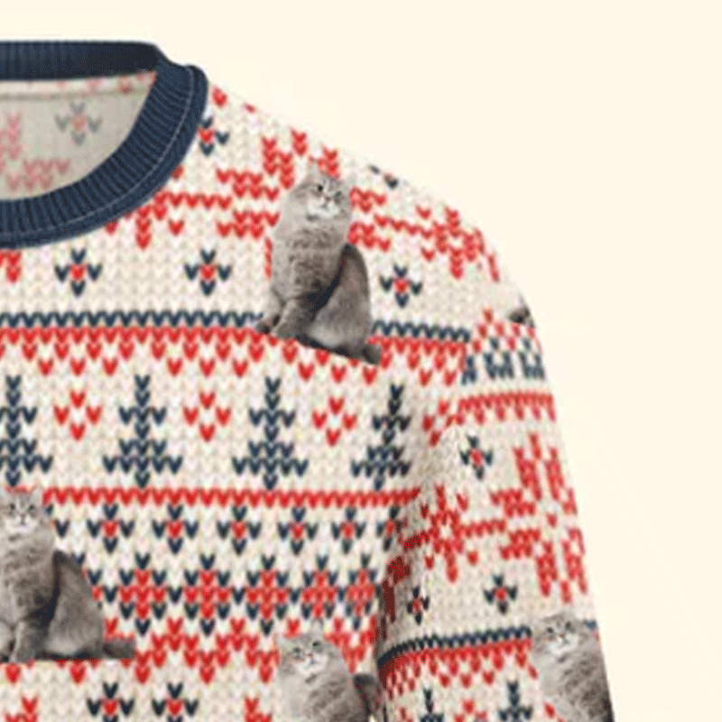 Pet Funny Faces Christmas Gift For Pet Lovers Ugly Red Navy Khaki Sweater