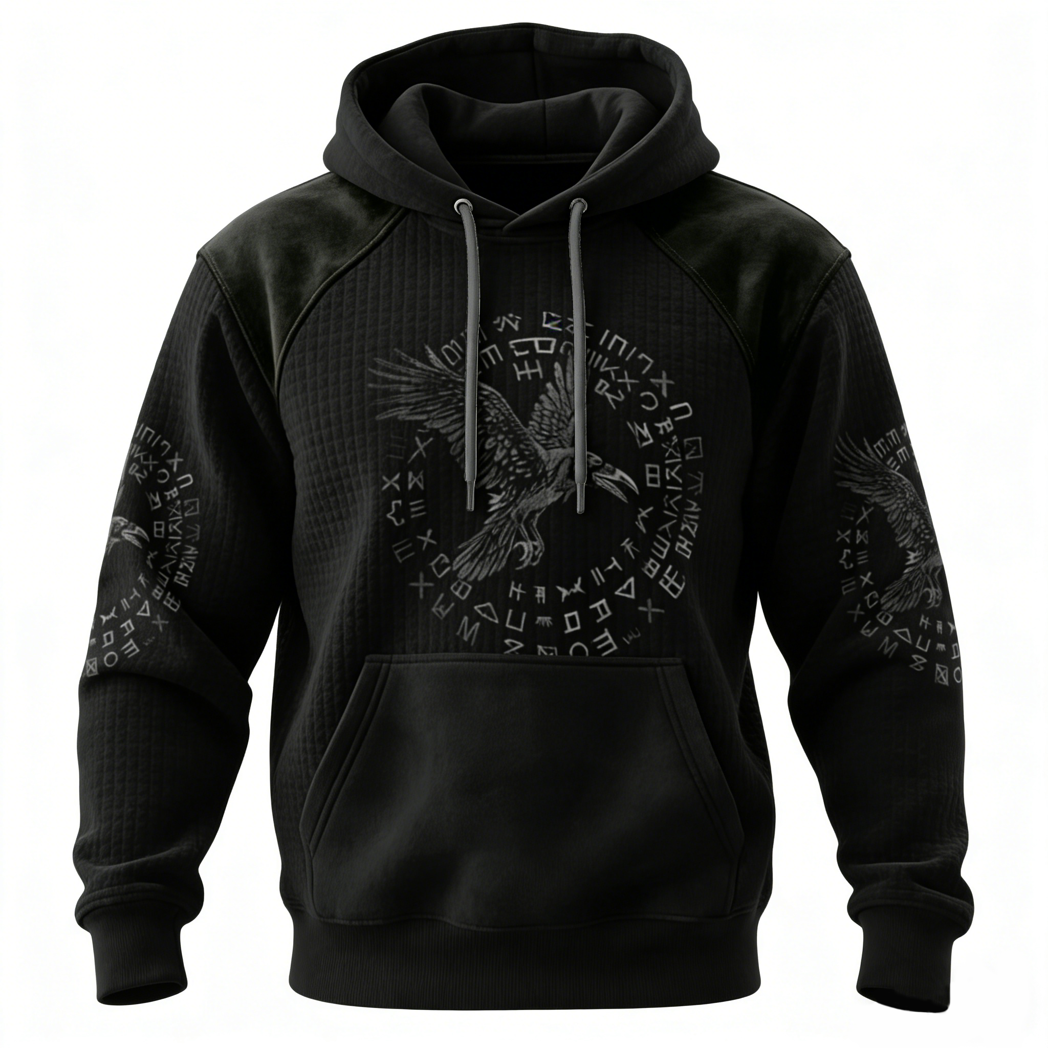 Nordic Viking Vegvísir Raven Valhalla Casual Long-Sleeve Hoodie