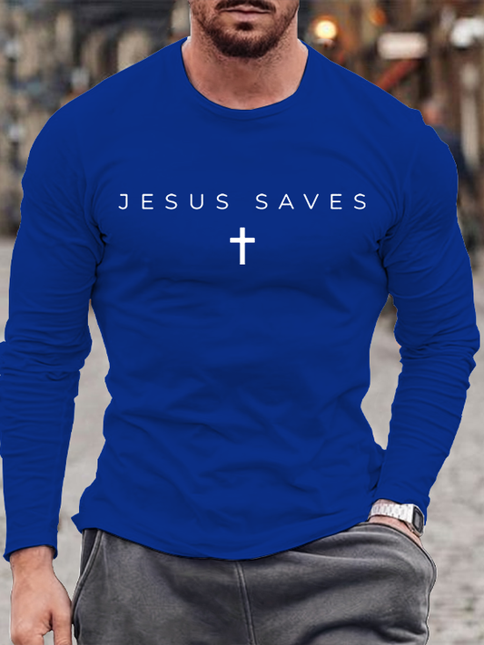 Jesus Saves Jesus God Christian Cotton Long Sleeve T-Shirt