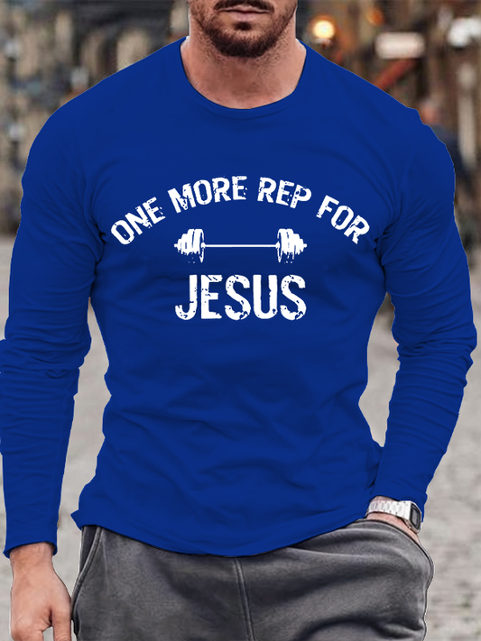 One More Rep for Jesus Jesus God Christian Cotton Long Sleeve T-Shirt