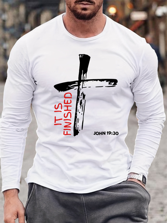 It Is Finished Jesus God Christian Cotton Long Sleeve T-Shirt