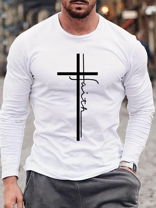 Faith Cross Jesus God Christian Cotton Long Sleeve T-Shirt