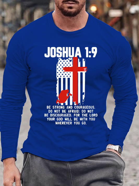 Joshua 1:9 Jesus God Christian Cotton Long Sleeve T-Shirt