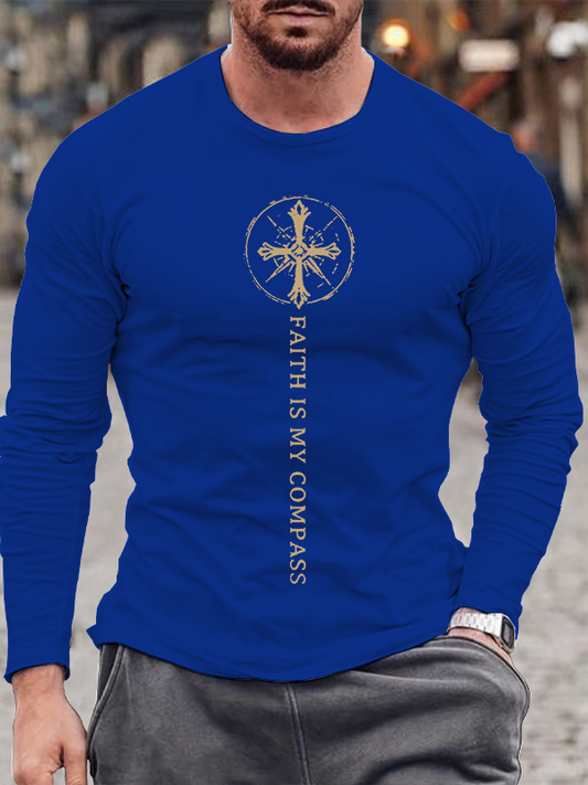 Faith Is My Compass Jesus God Christian Cotton Long Sleeve T-Shirt