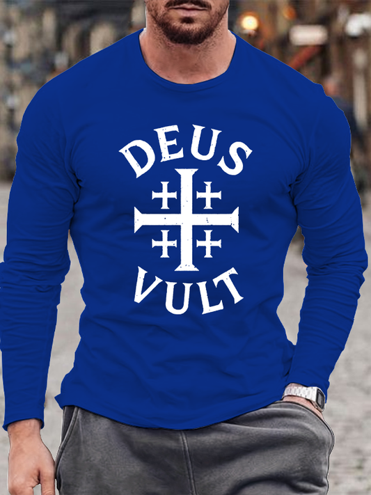 Deus Vult Jesus God Christian Cotton Long Sleeve T-Shirt