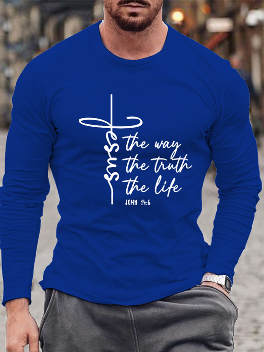 Jesus The Way Truth Life Jesus God Christian Cotton Long Sleeve T-Shirt