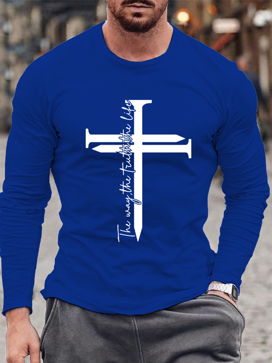 Jesus The Way The Truth The Life Cross Jesus God Christian Cotton Long Sleeve T-Shirt