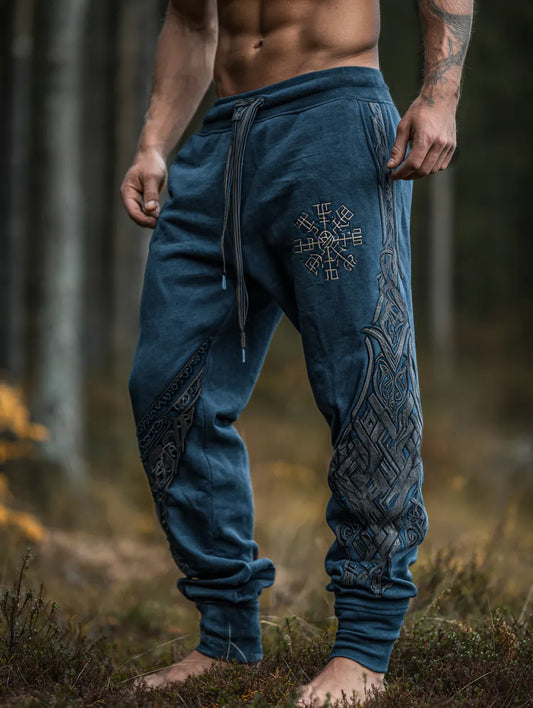 Men's Viking Retro Arts Nordic Vegvisir Runes Totem Sports Pants