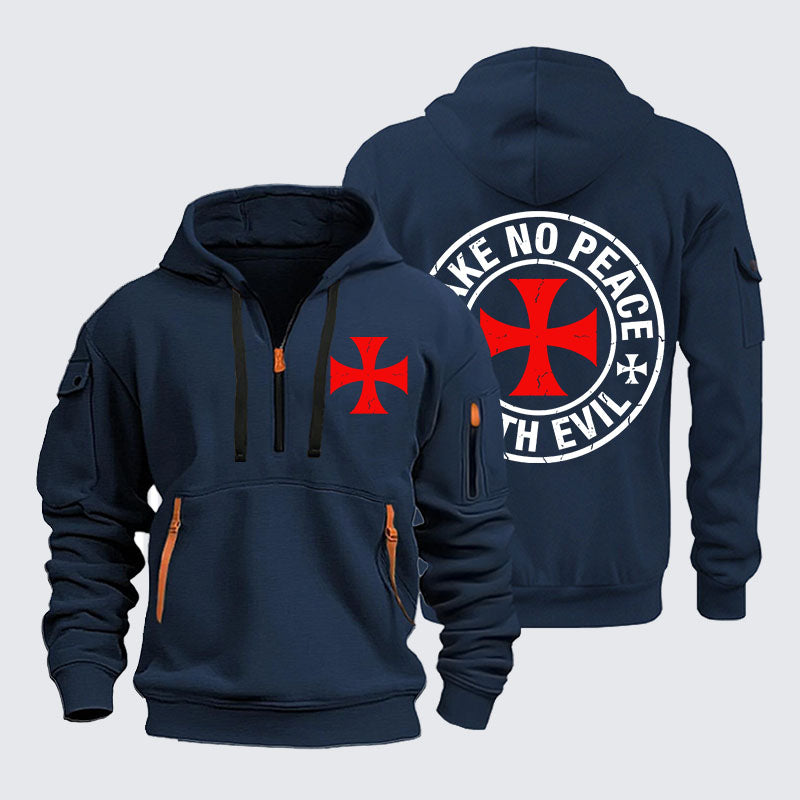 Zipper Hoodies - Make No Peace with Evil Knight Templar Cross
