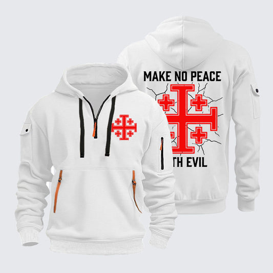 Zipper Hoodies - Make No Peace with Evil Knight Templar Jerusalem Cross