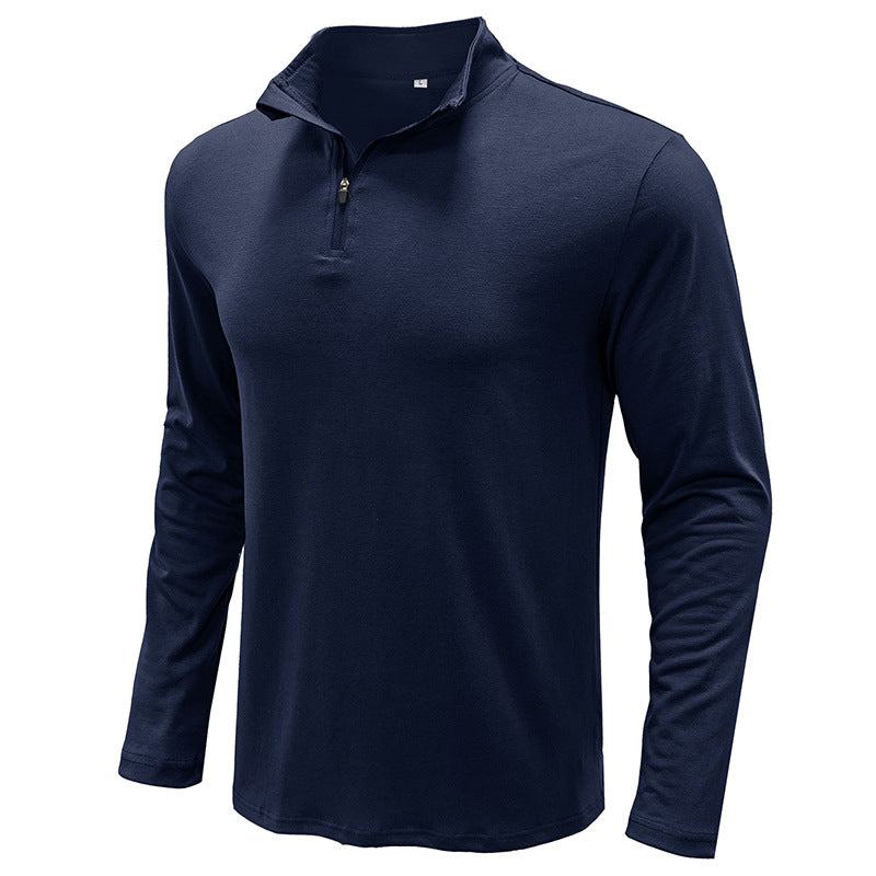 Men's Basic Stand Collar Zipper Polo Shirt