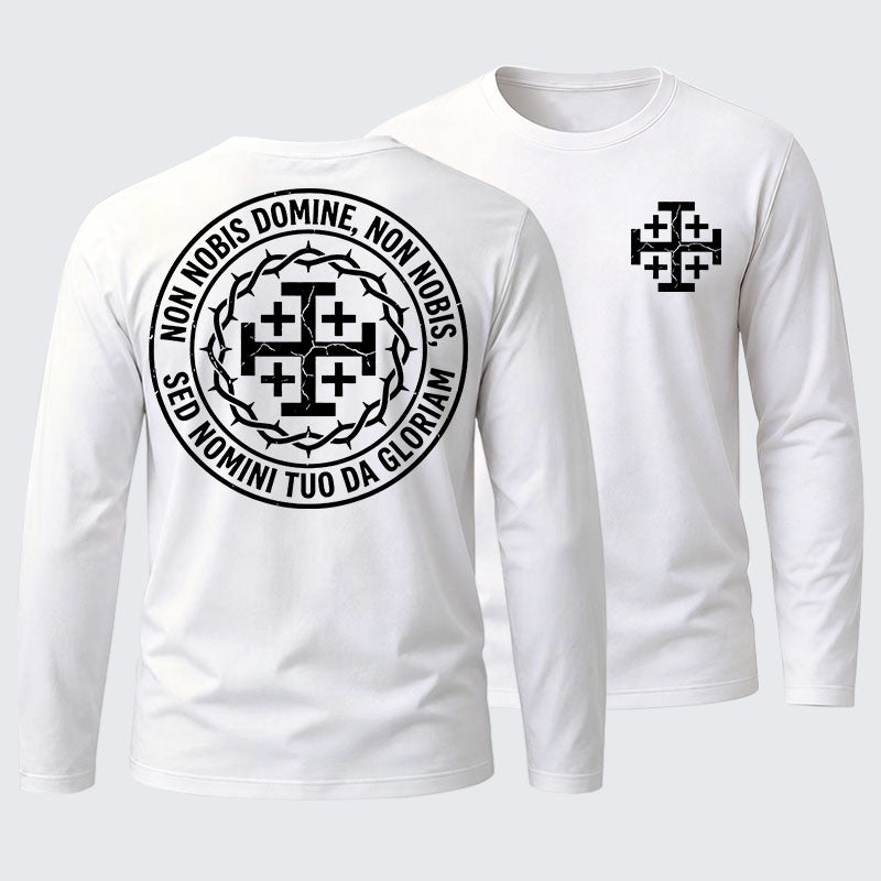 Non Nobis Domine, Non Nobis, Sed Nomini Tuo Da Gloriam Cotton Long Sleeve T-Shirt