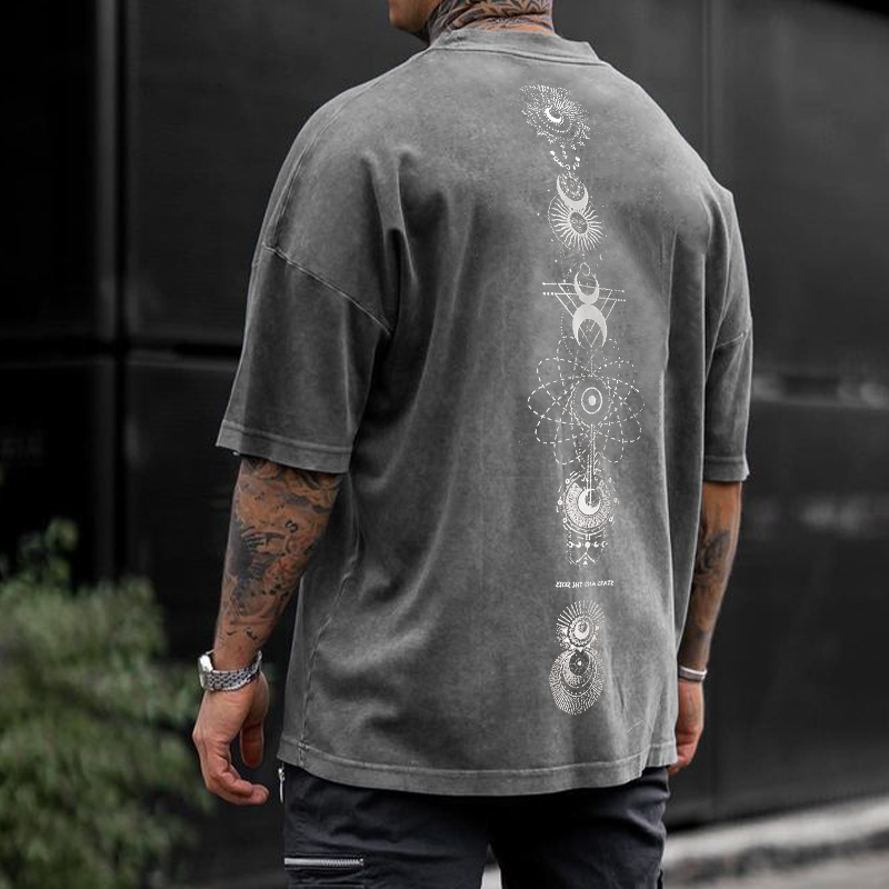 Sun And Moon Print Oversized Men's T-Shirt