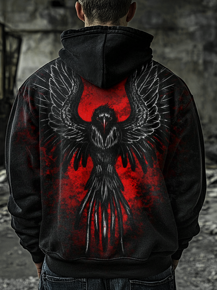 Vikings Raven Bloody Printed Totem Vintage Unisex Casual Sports Hoodie
