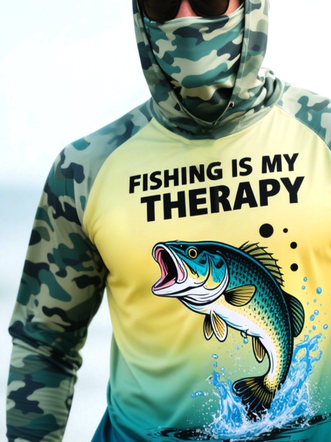 Men's Outdoor Sun Protection Breathable Cool Mask Hooded Sun Protection Long-Sleeved Top