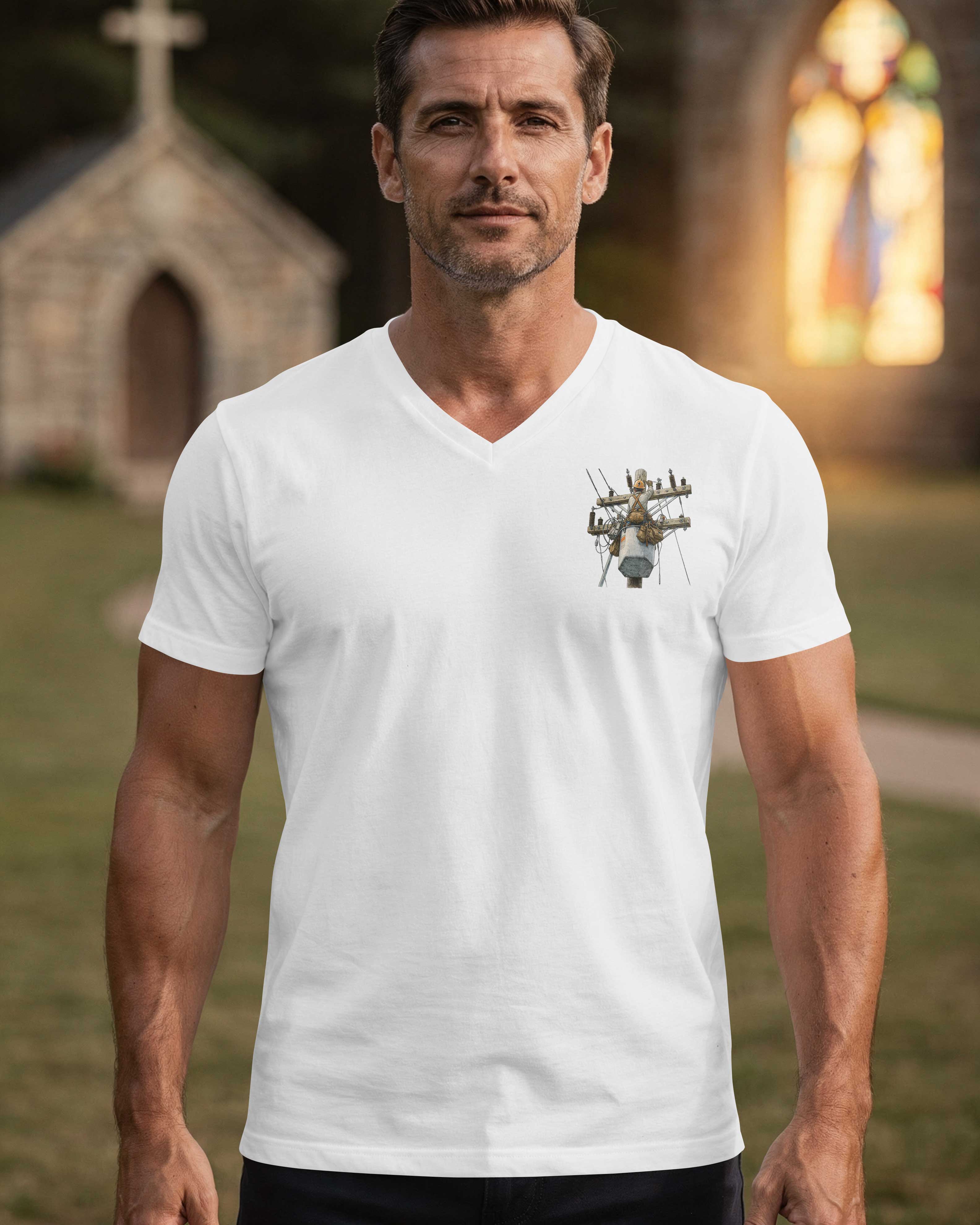 This Lineman Fixes What Storms Break With The Strength God Gives V-neck